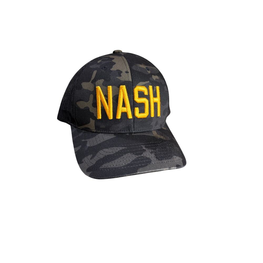 Nash Collection Classic Camo Trucker Hat with Gold Branding